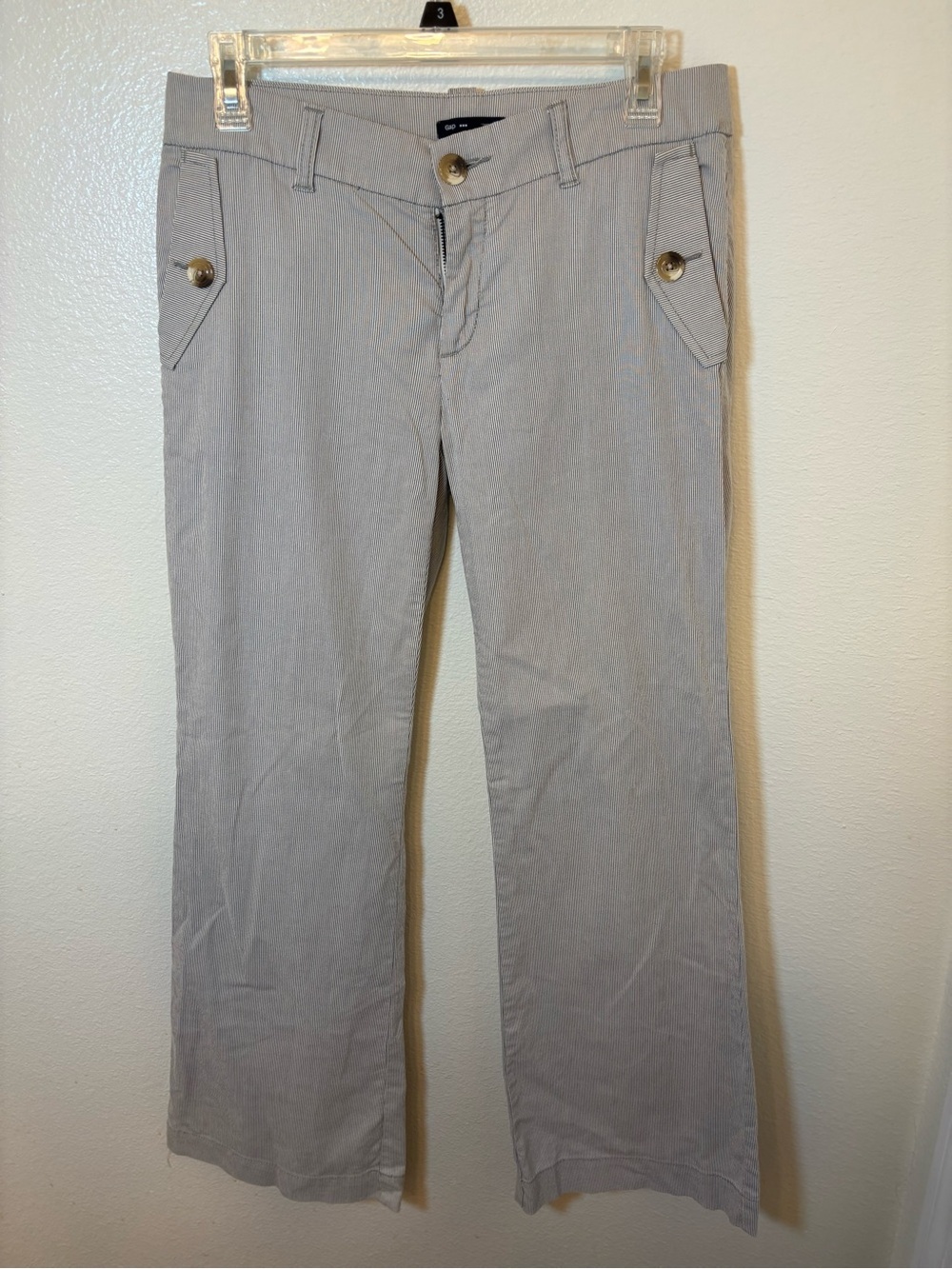 GAP Gray and White Pinstripe Stretch Pants